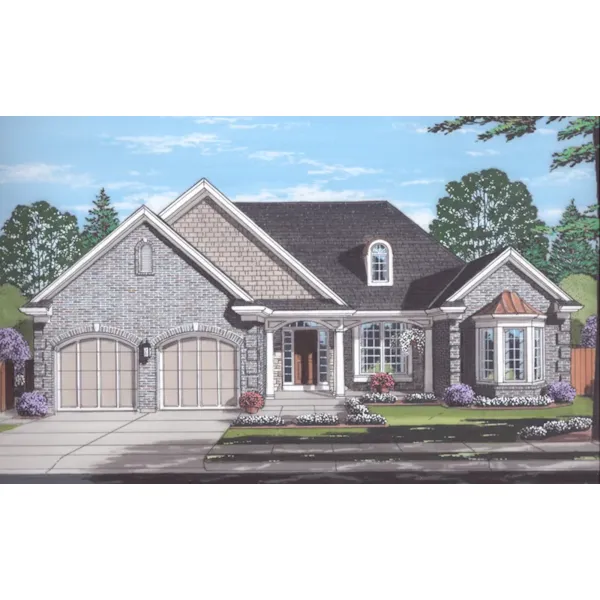 European House Plan Front of Home - Milburn Traditional Ranch Home 065D-0401 - Shop House Plans and More