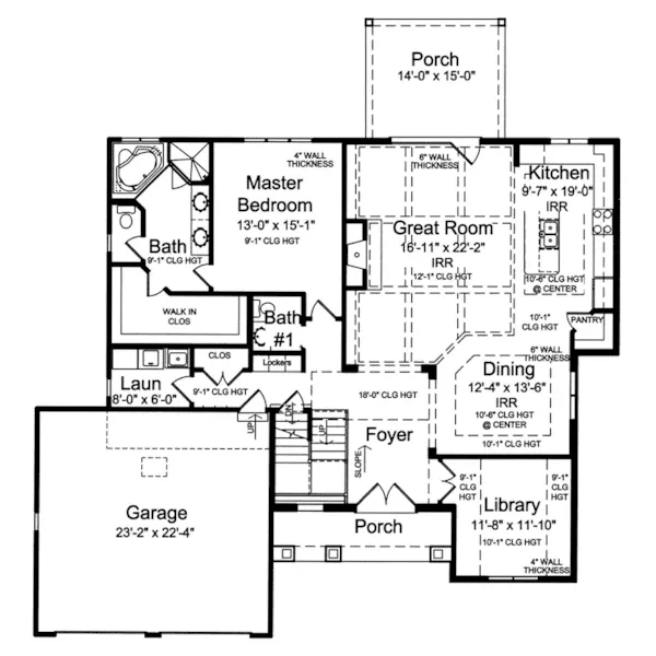 Country French House Plan First Floor - Mount Holly Craftsman Home 065D-0402 - Shop House Plans and More