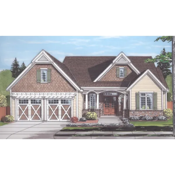 Country French House Plan Front of Home - Mount Holly Craftsman Home 065D-0402 - Shop House Plans and More