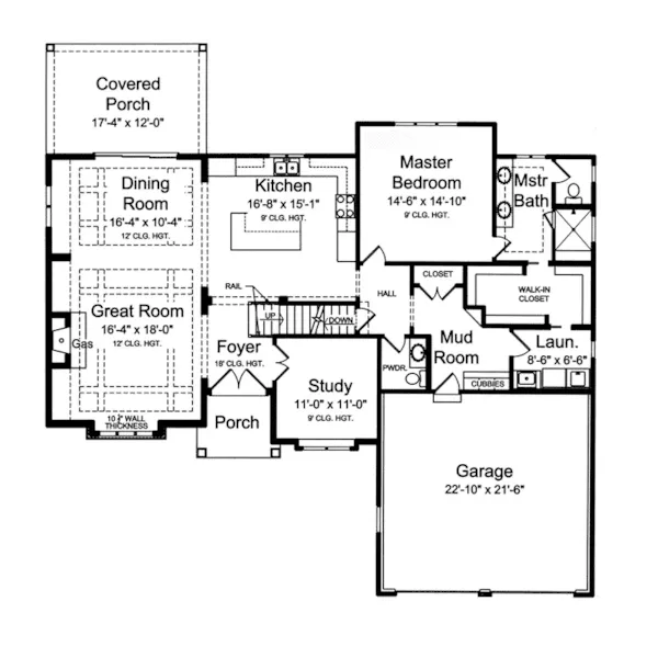 Arts & Crafts House Plan First Floor - Clear View Traditional Home 065D-0403 - Shop House Plans and More