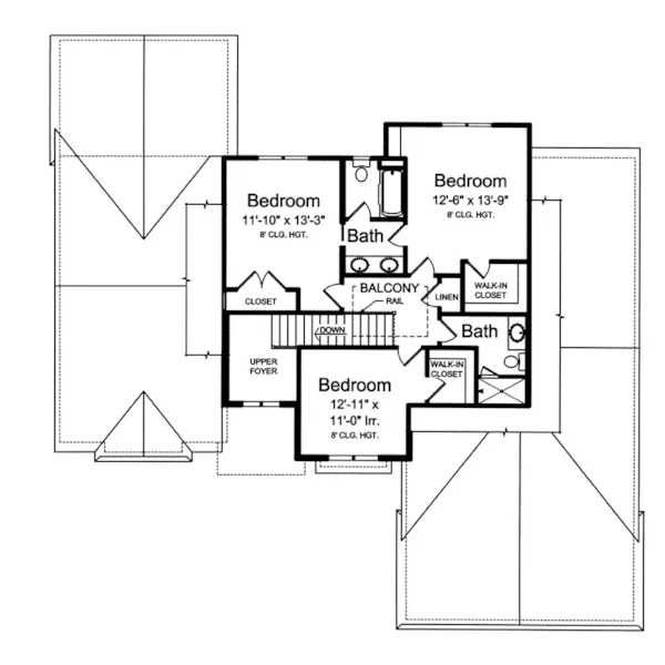 Arts & Crafts House Plan Second Floor - Clear View Traditional Home 065D-0403 - Shop House Plans and More