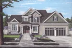 Country French House Plan Front of Home - 065D-0403 - Shop House Plans and More