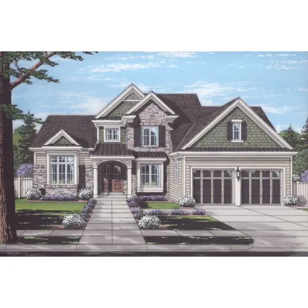 Arts & Crafts House Plan Front of Home - Clear View Traditional Home 065D-0403 - Shop House Plans and More