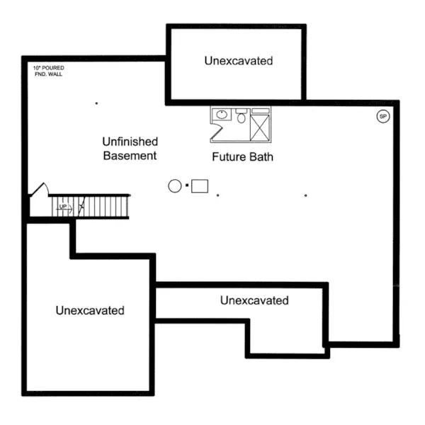 Arts & Crafts House Plan Basement Floor - Churchill Bay Ranch Home 065D-0412 - Shop House Plans and More