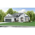 Arts & Crafts House Plan Front of Home - Churchill Bay Ranch Home 065D-0412 - Shop House Plans and More