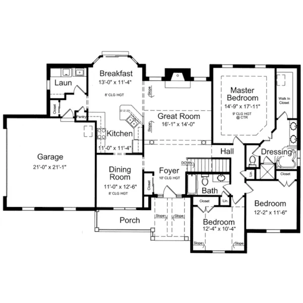 Traditional House Plan First Floor - New Monroe Ranch Home 065D-0417 - Shop House Plans and More