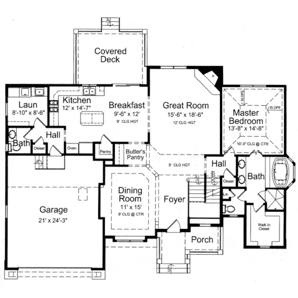 Traditional House Plan First Floor - Clarissa Lane Traditional Home 065D-0418 - Search House Plans and More