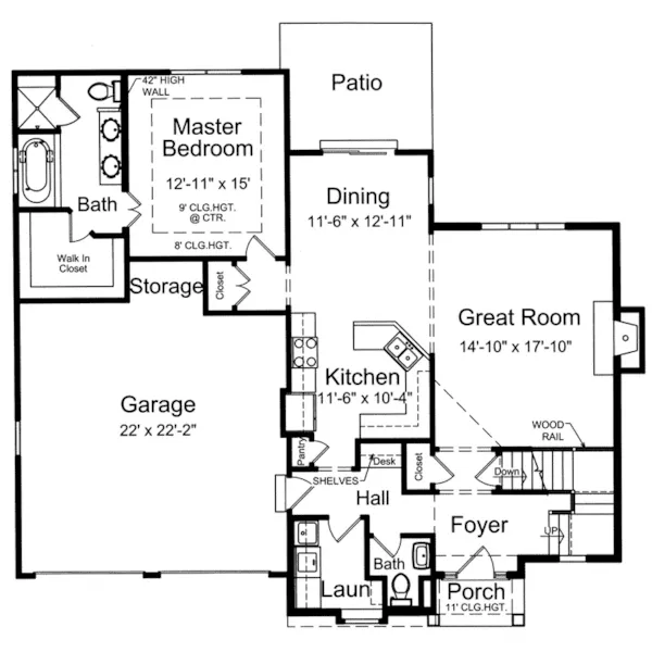 Country French House Plan First Floor - Murielle Country French Home 065D-0419 - Shop House Plans and More