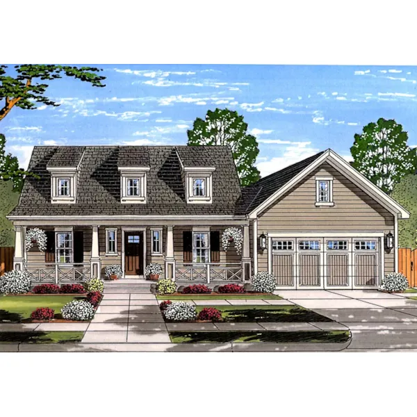 Farmhouse Plan Front of Home - Huntington Lane Country Home 065D-0421 - Search House Plans and More