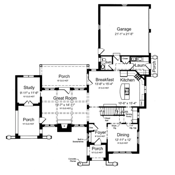 Country House Plan First Floor - Breyer Rose Prairie Style Home 065D-0423 - Search House Plans and More