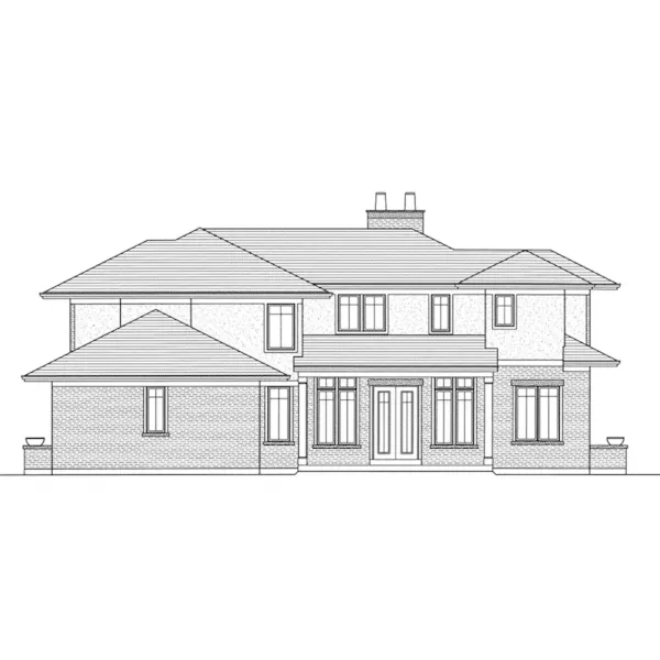 Country House Plan Rear Elevation - Breyer Rose Prairie Style Home 065D-0423 - Search House Plans and More