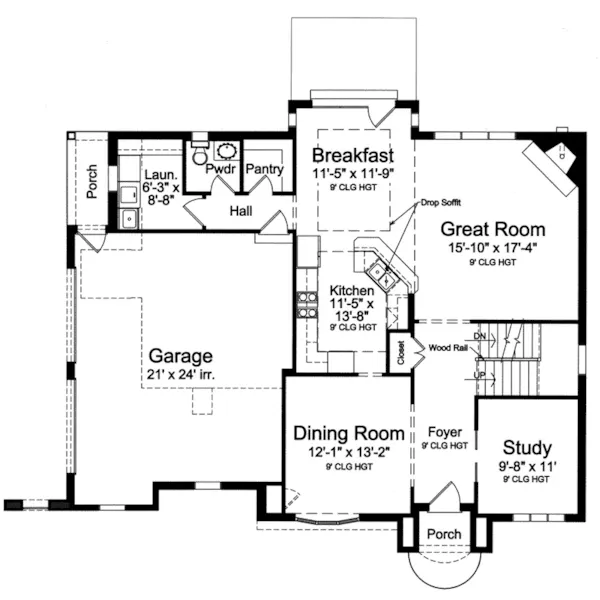 Shingle House Plan First Floor - Greenwich Lane European Home 065D-0424 - Search House Plans and More