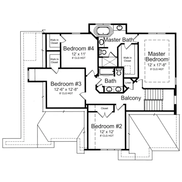 Shingle House Plan Second Floor - Greenwich Lane European Home 065D-0424 - Search House Plans and More