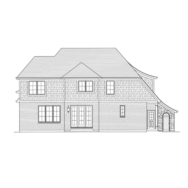 Shingle House Plan Rear Elevation - Greenwich Lane European Home 065D-0424 - Search House Plans and More