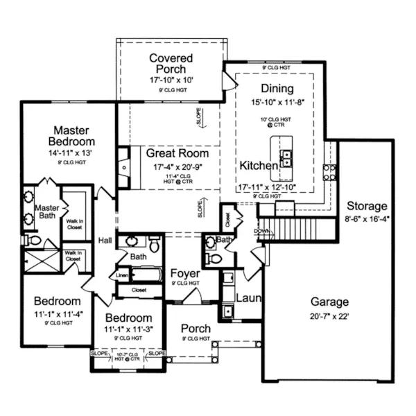 Country House Plan First Floor - Garden View Ranch Home 065D-0429 - Search House Plans and More