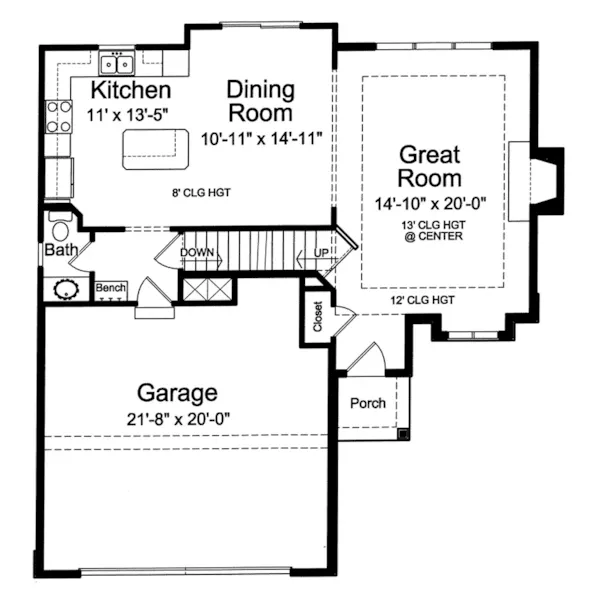 Cabin & Cottage House Plan First Floor - Cottage Groves Two-Story Home 065D-0430 - Search House Plans and More