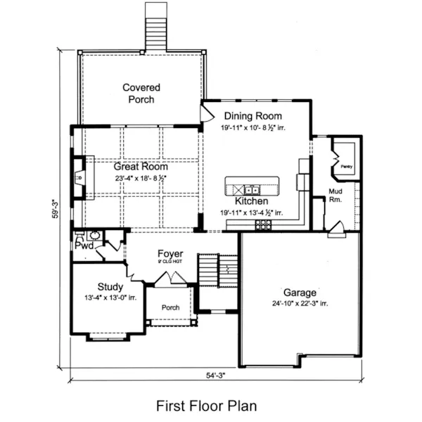 Craftsman House Plan First Floor - Apple Wood Traditional Home 065D-0436 - Shop House Plans and More