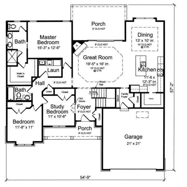 Craftsman House Plan First Floor - Baldwin Way Ranch Home 065D-0438 - Shop House Plans and More