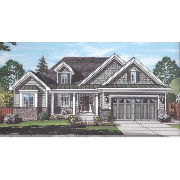 Craftsman House Plan Front of Home - Baldwin Way Ranch Home 065D-0438 - Shop House Plans and More