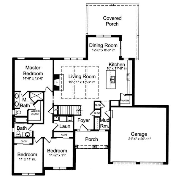 Traditional House Plan First Floor - Portland Hill Ranch Home 065D-0441 - Shop House Plans and More