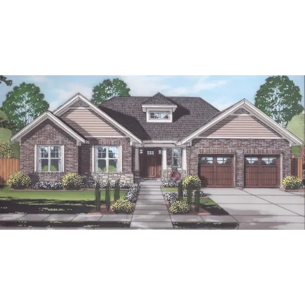 Traditional House Plan Front of Home - Portland Hill Ranch Home 065D-0441 - Shop House Plans and More