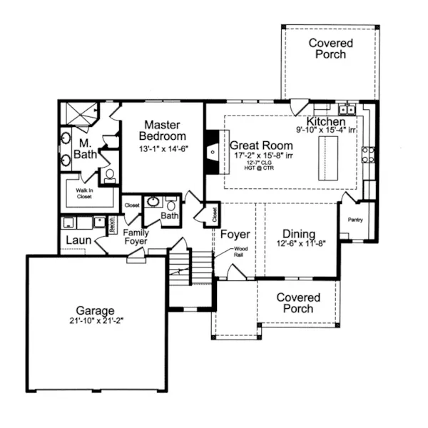 Rustic House Plan First Floor - Elder Berry Craftsman Home 065D-0444 - Shop House Plans and More