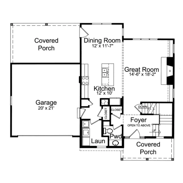 Country House Plan First Floor - Hopkins Bay Craftsman Home 065D-0449 - Search House Plans and More