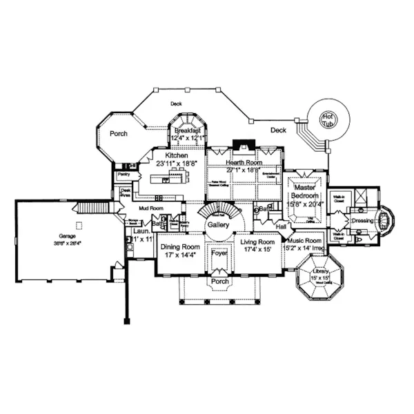 Southern Plantation House Plan First Floor - Hominy Lake Luxury  Home 065S-0029 - Search House Plans and More