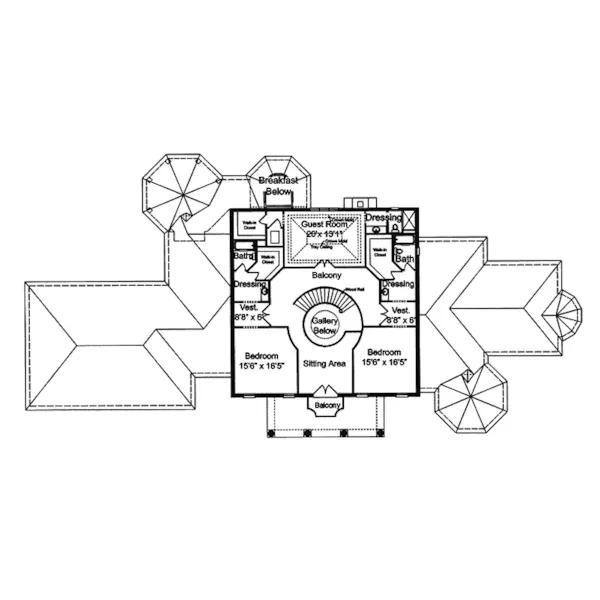 Southern Plantation House Plan Second Floor - Hominy Lake Luxury  Home 065S-0029 - Search House Plans and More