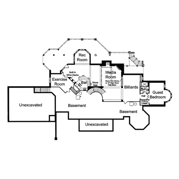 Southern Plantation House Plan Lower Level Floor - Hominy Lake Luxury  Home 065S-0029 - Search House Plans and More