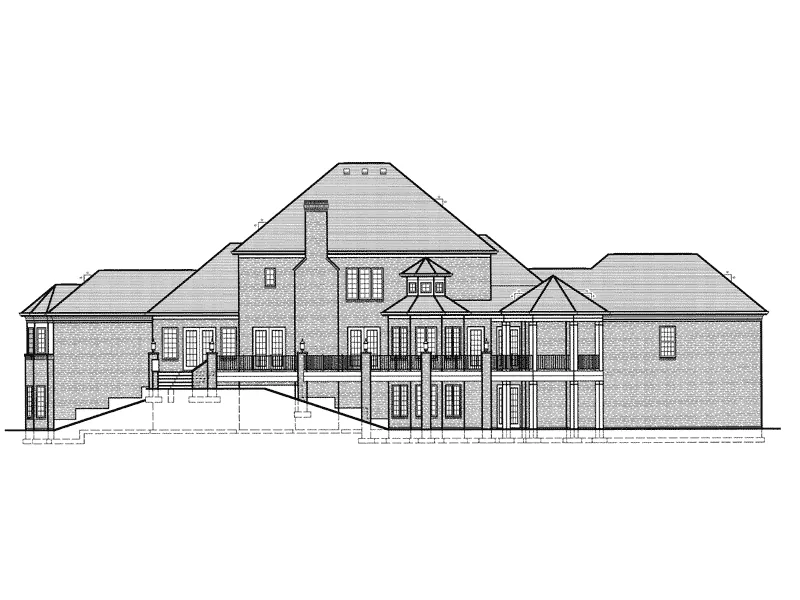 Southern Plantation House Plan Rear Elevation - Hominy Lake Luxury  Home 065S-0029 - Search House Plans and More