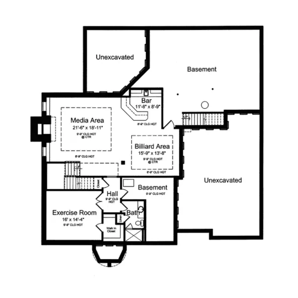 Luxury House Plan Lower Level Floor - Ellsworth Hall Two-Story Home 065S-0032 - Search House Plans and More