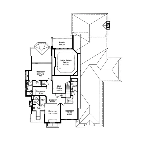 European House Plan Second Floor - Chateau Luxe Country French Home 065S-0033 - Search House Plans and More