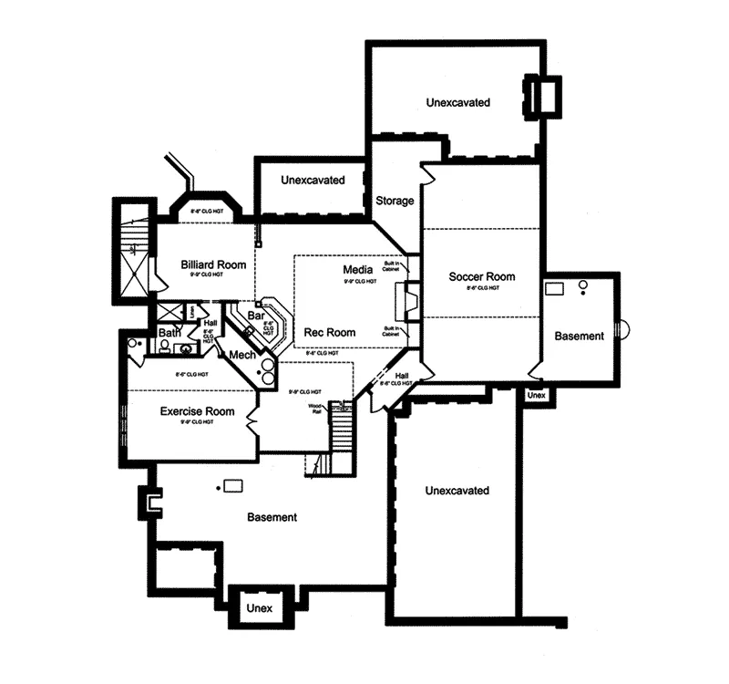 European House Plan Lower Level Floor - Chateau Luxe Country French Home 065S-0033 - Search House Plans and More