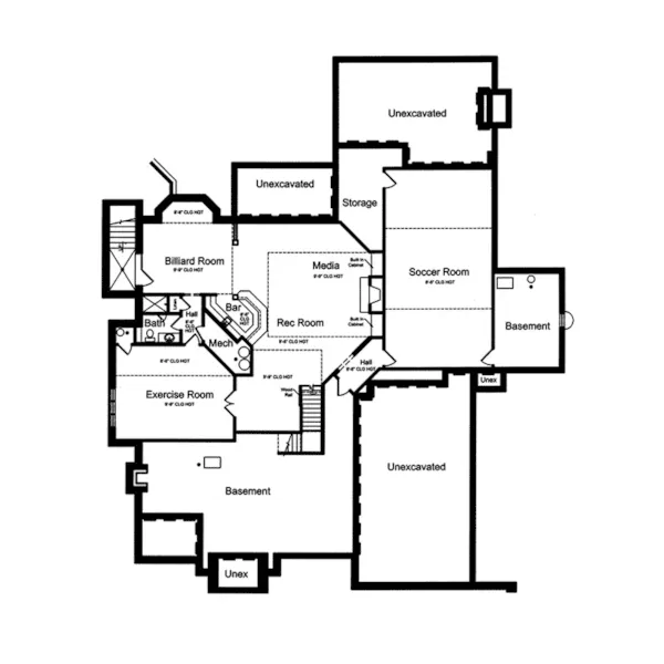 European House Plan Lower Level Floor - Chateau Luxe Country French Home 065S-0033 - Search House Plans and More