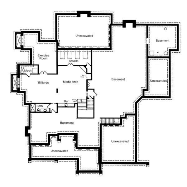 Luxury House Plan Lower Level Floor - Cadazan Luxury Home 065S-0034 - Search House Plans and More