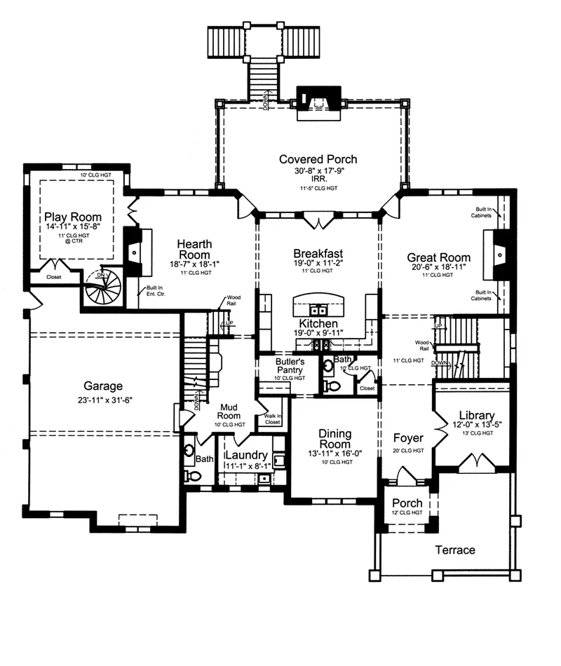 Country French House Plan First Floor - Arreton Manor Luxury Home 065S-0038 - Search House Plans and More