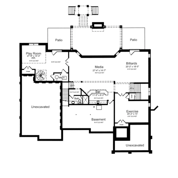 Country French House Plan Lower Level Floor - Arreton Manor Luxury Home 065S-0038 - Search House Plans and More