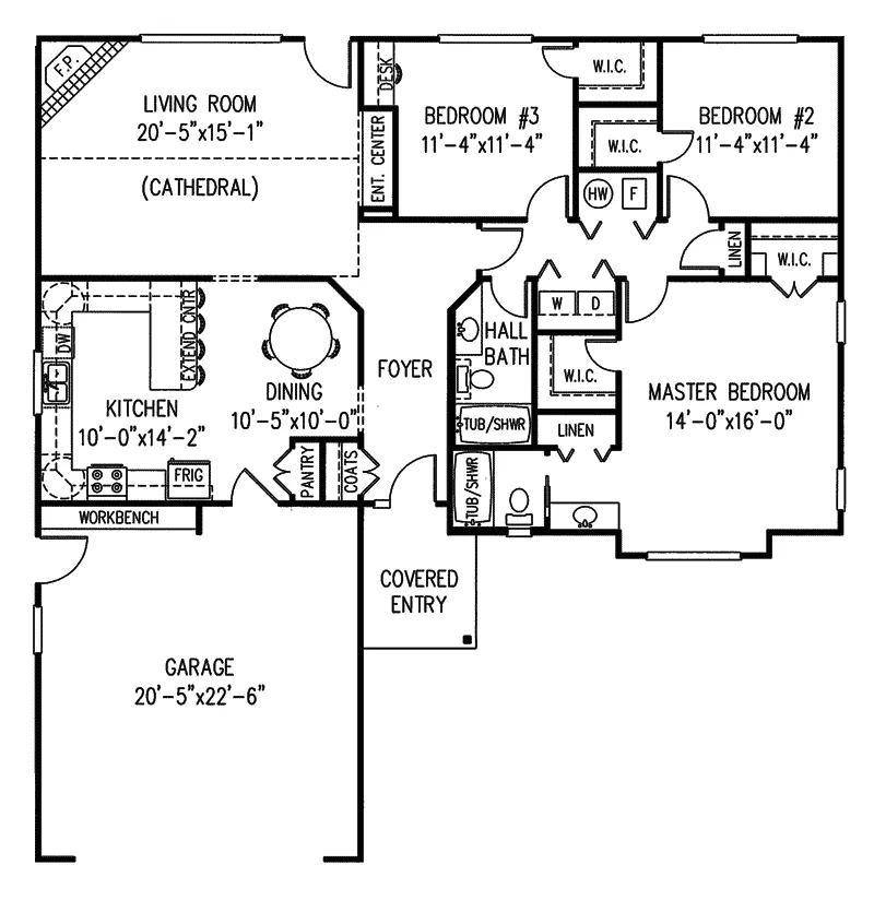 Ranch House Plan First Floor - Bennington Trail Ranch Home 067D-0002 - Search House Plans and More