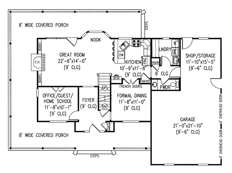 Country House Plan First Floor - Yosemite Hill Country Farmhouse 067D-0006 - Shop House Plans and More