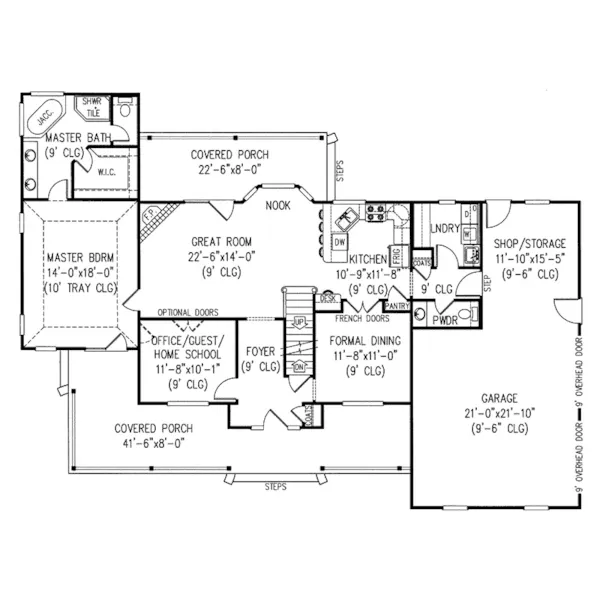 Country House Plan First Floor - Lunenburg Lake Farmhouse 067D-0008 - Shop House Plans and More