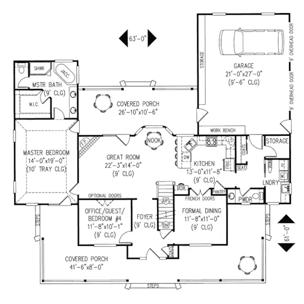 Farmhouse Plan First Floor - Amish Hill Country Farmhouse 067D-0011 | Luxury Farmhouse Plan