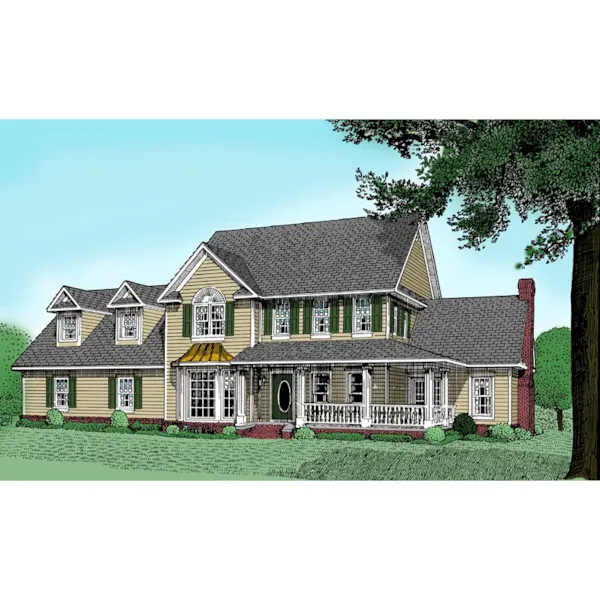 Country Style Two-Story With Wrap-Around Porch In Grand Victorian Style