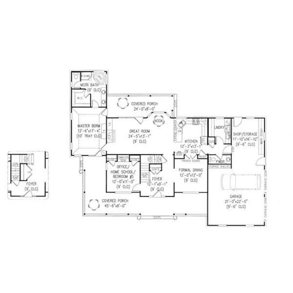 Country House Plan First Floor - Cruden Bay Country Farmhouse 067D-0014 - Search House Plans and More