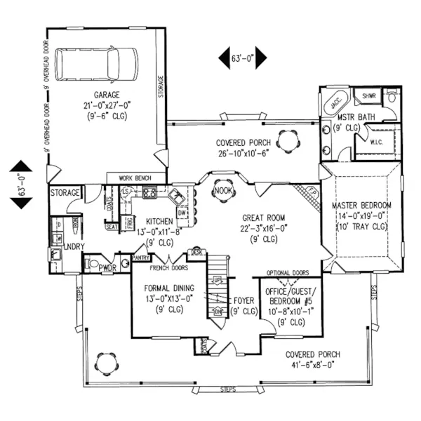 Country House Plan First Floor - Shellburne Country Farmhouse 067D-0015 - Shop House Plans and More