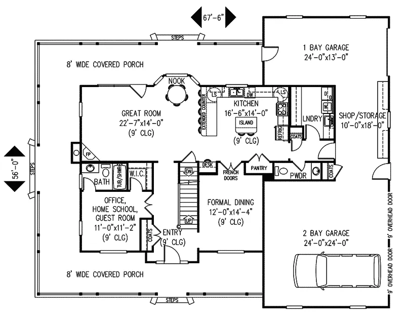 Farmhouse Plan First Floor - Hammonton Country Farmhouse 067D-0016 - Search House Plans and More