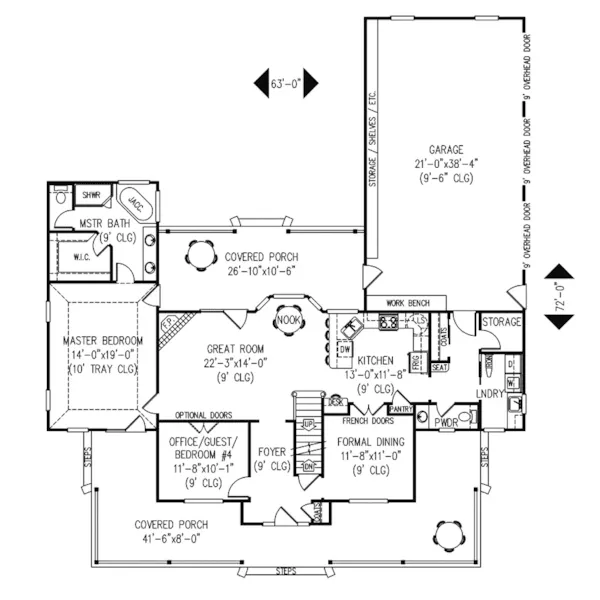 Country House Plan First Floor - Persimmon Place Farmhouse 067D-0017 - Shop House Plans and More