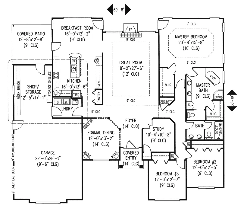 Ranch House Plan First Floor - Moriah Ranch Home 067D-0018 - Shop House Plans and More