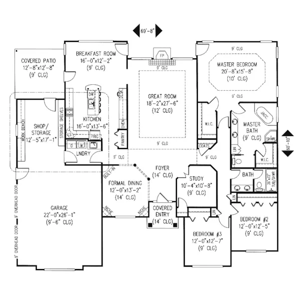 Sunbelt House Plan First Floor - Moriah Ranch Home 067D-0018 - Shop House Plans and More