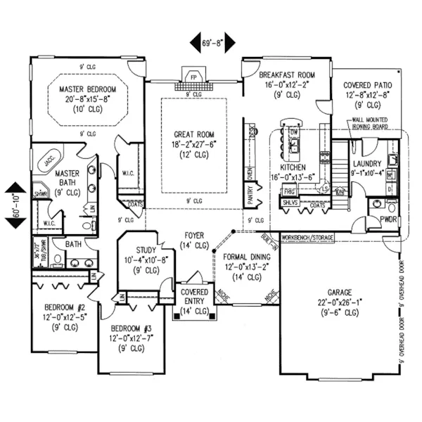 Traditional House Plan First Floor - Marywood Ranch Home 067D-0019 - Shop House Plans and More